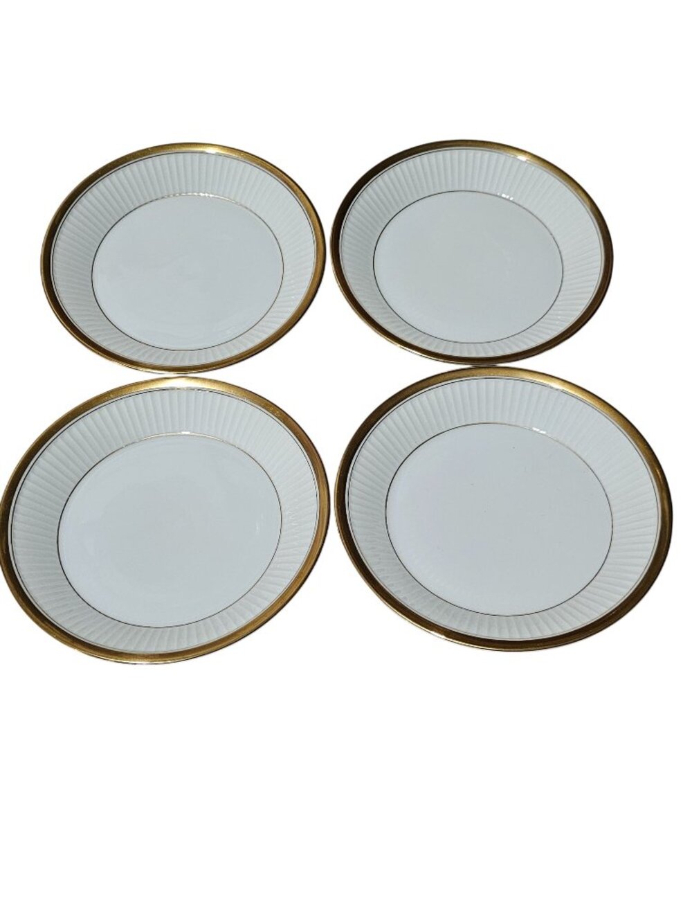 4 Fitz Floyd Classique d'Or White Dessert fruit Bowl 5" gold band rim Japan